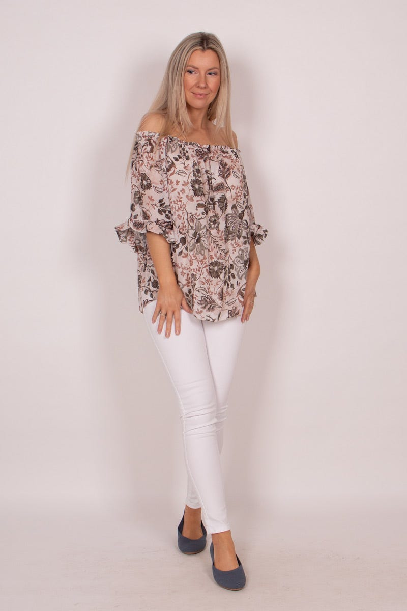 Bluse mit Blumenmuster Grün