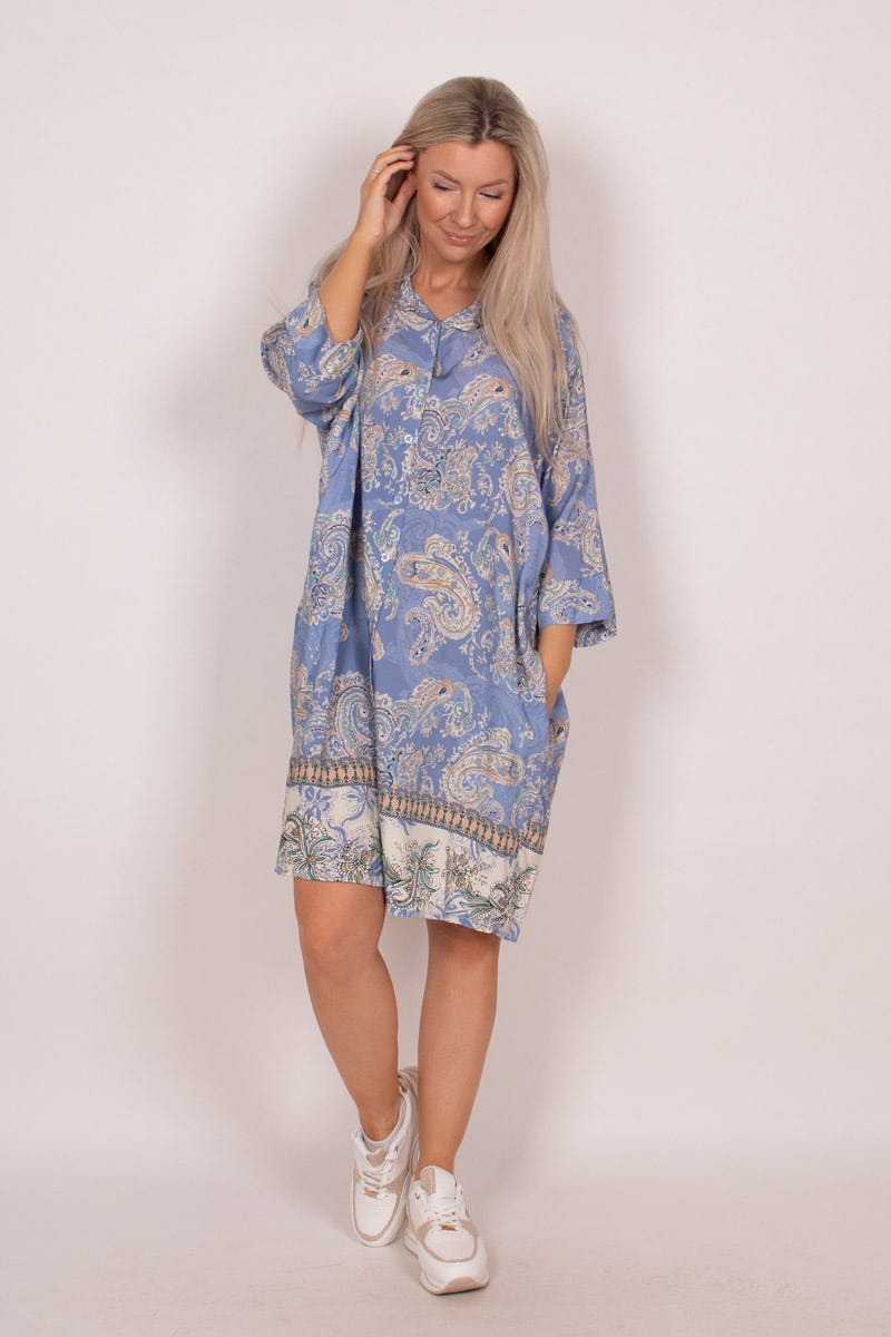 Hemdkleid mit Paisley-Muster Blau