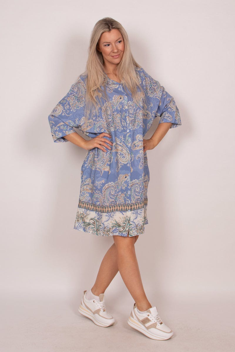 Hemdkleid mit Paisley-Muster Blau