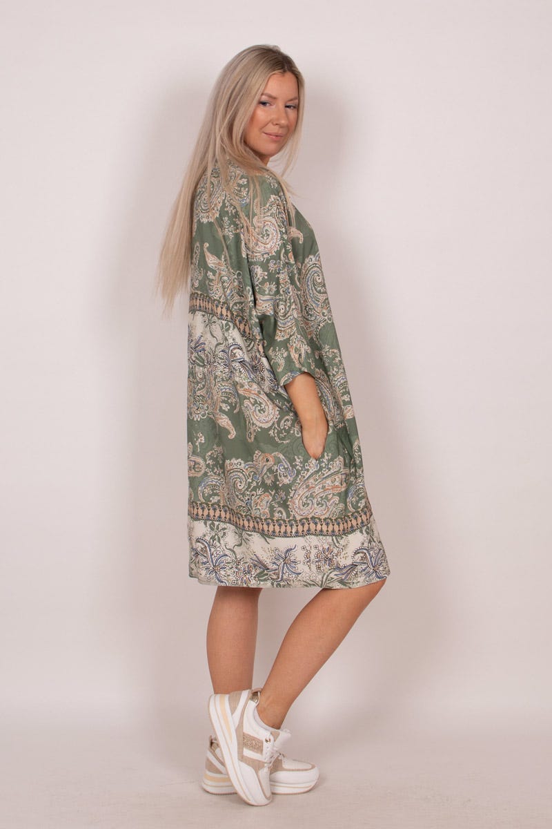 Hemdkleid mit Paisley-Muster Grün