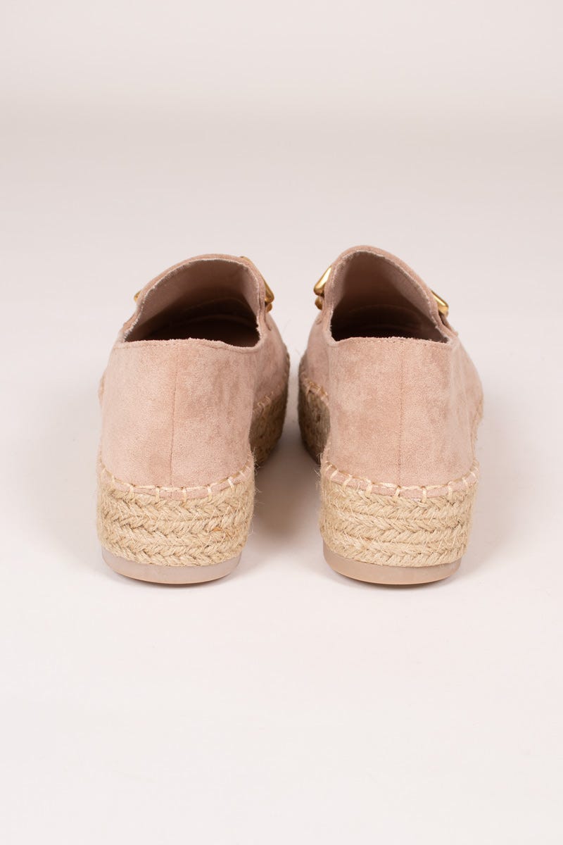 Espadrilles mit Goldschnalle Beige