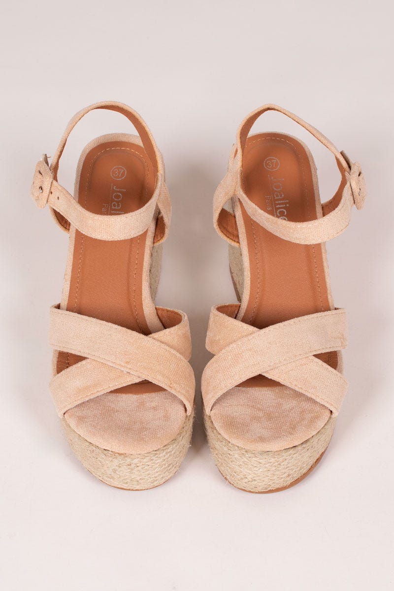 Espadrilles mit Keilabsatz Beige