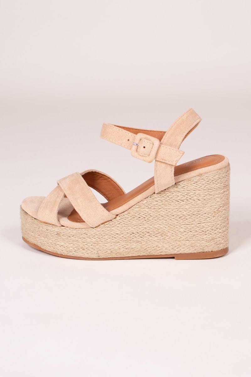 Espadrilles mit Keilabsatz Beige