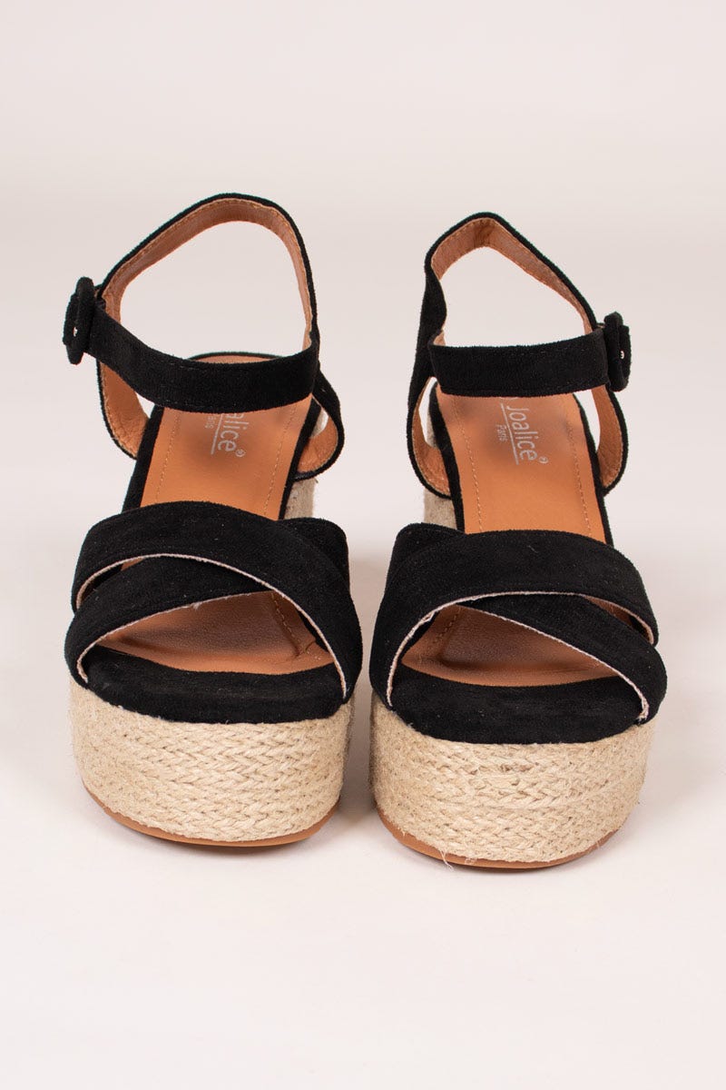 Espadrilles mit Keilabsatz Schwarz