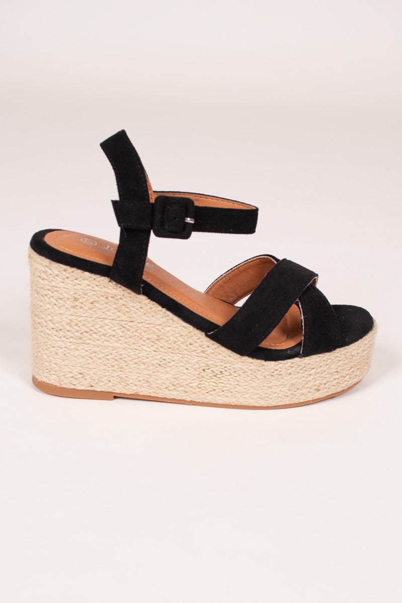 Espadrilles mit Keilabsatz Schwarz