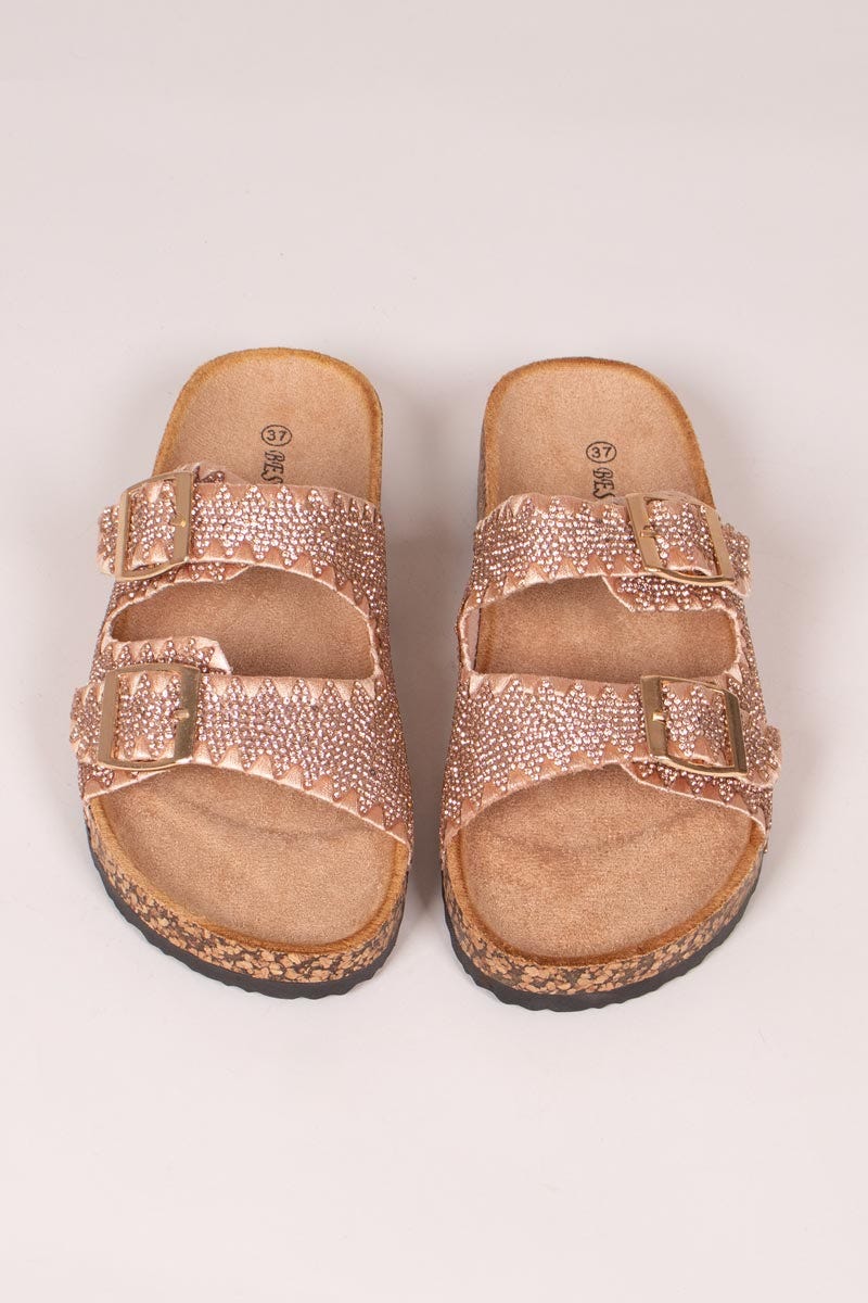 Sandalen mit Steinen Rosa