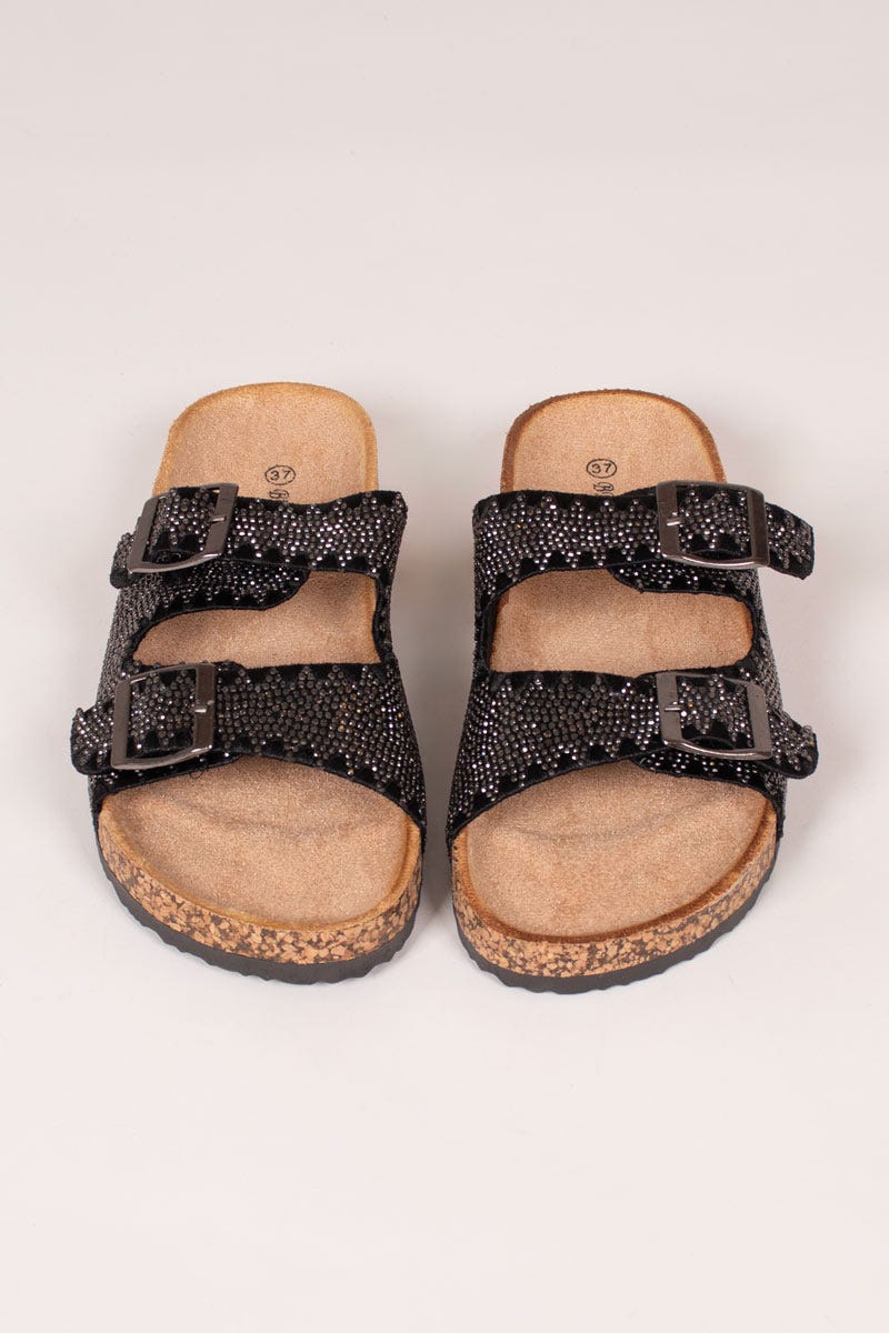 Sandalen mit Steinen Schwarz