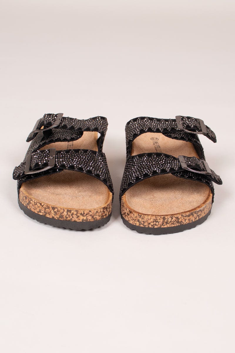 Sandalen mit Steinen Schwarz