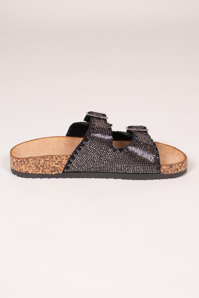 Sandalen mit Steinen Schwarz