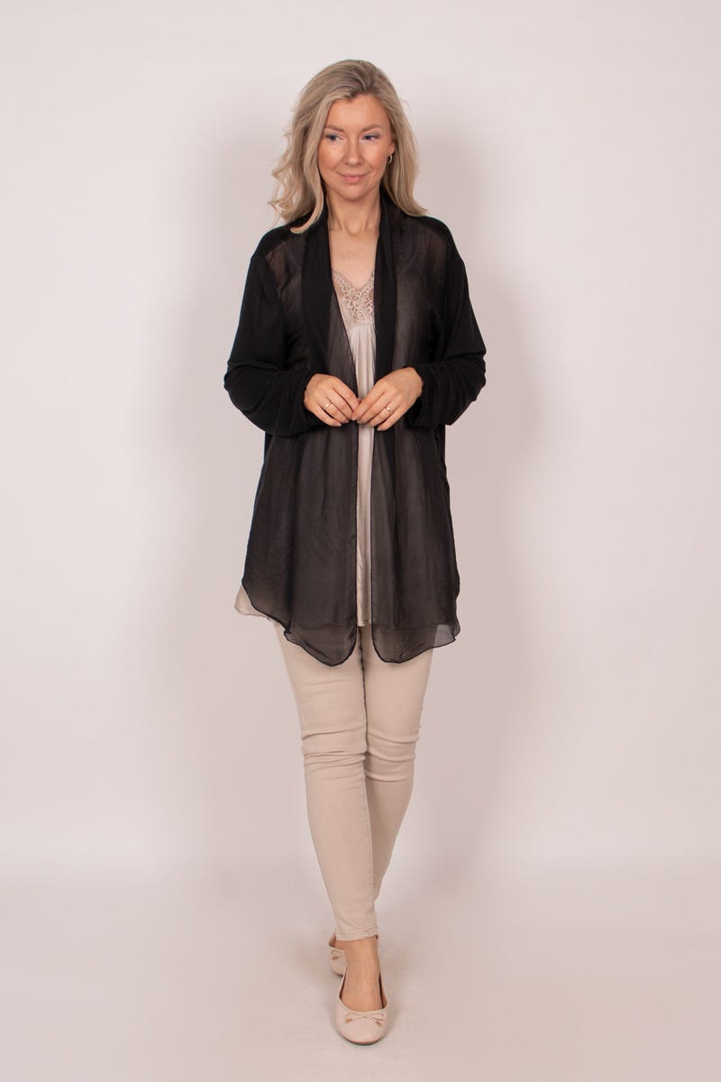 Jacke mit Chiffon Rüschen Schwarz