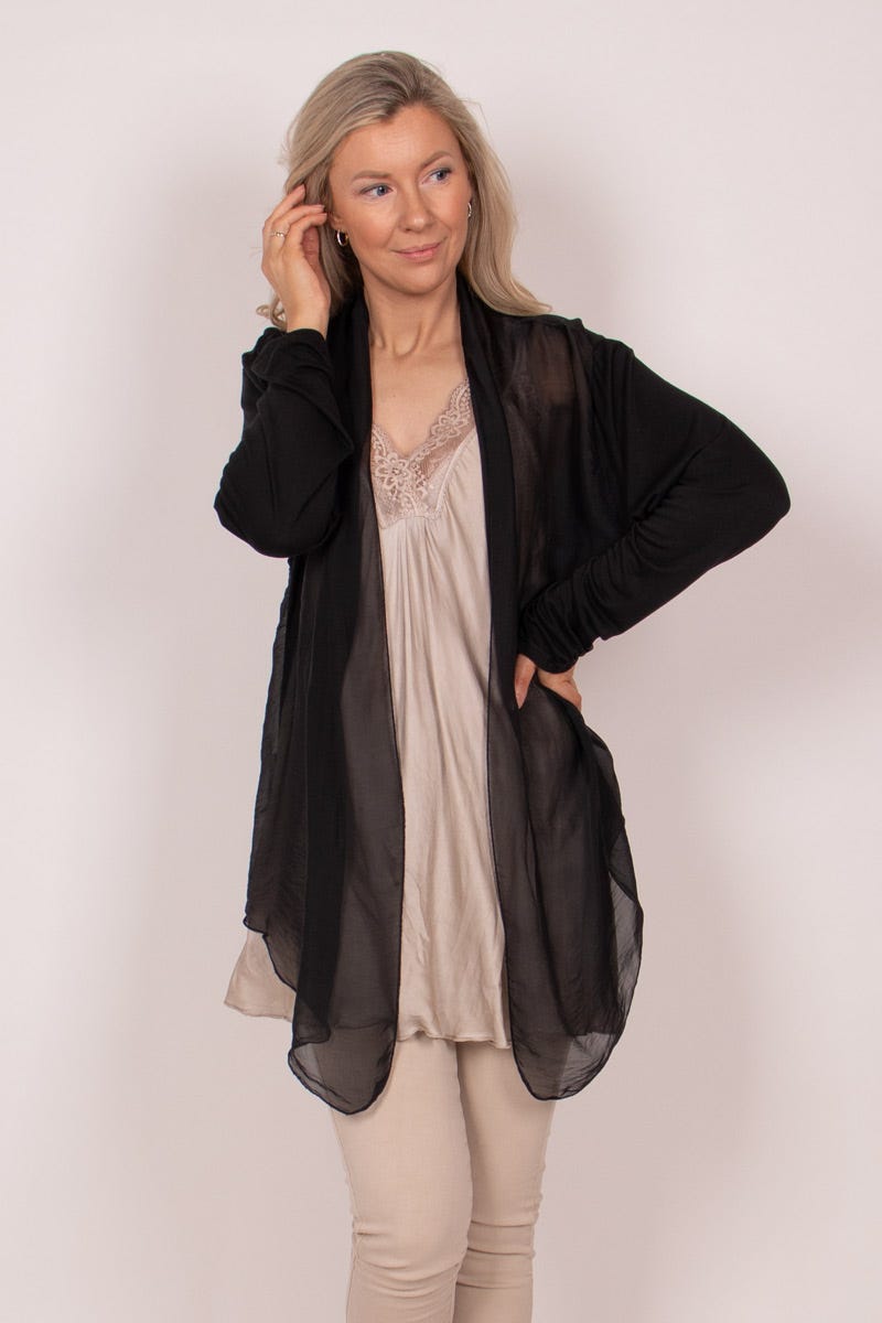 Jacke mit Chiffon Rüschen Schwarz