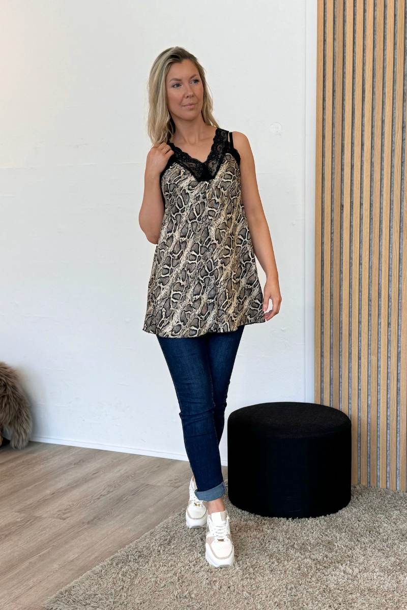 Spitzentop mit Animalprint Schlangenmuster