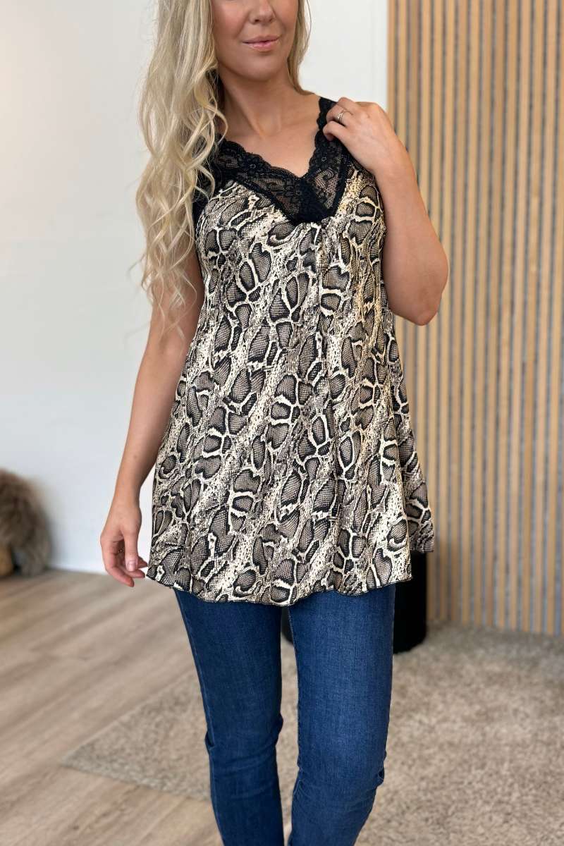 Spitzentop mit Animalprint Schlangenmuster