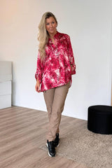 Adeline Satinbluse mit Blumenmuster Rot