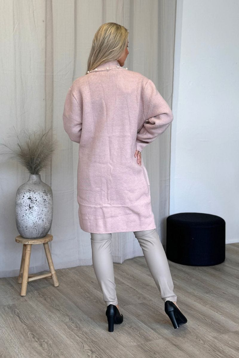 Strickjacke mit Perlen Rosa