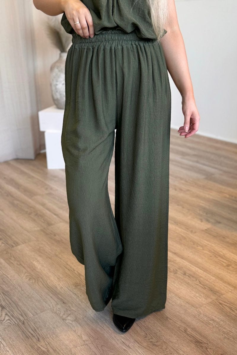 Lässige Hose mit weitem Bein Khaki