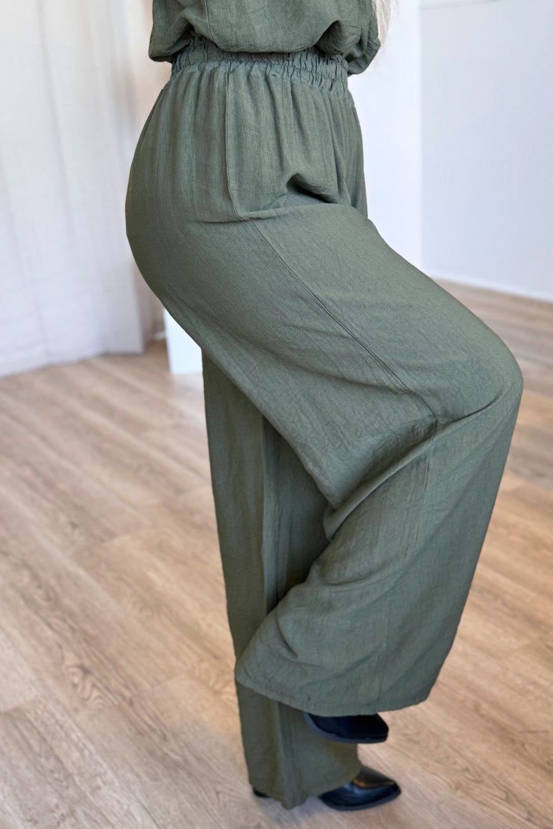 Lässige Hose mit weitem Bein Khaki