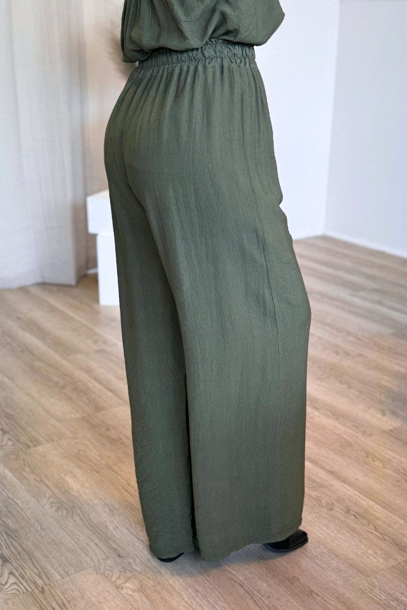 Lässige Hose mit weitem Bein Khaki