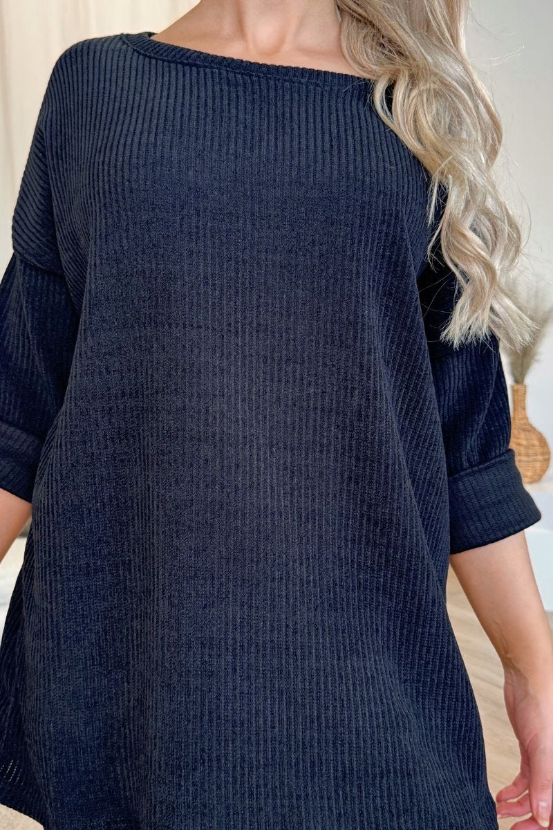 Bluse m. fløjlslook Sort