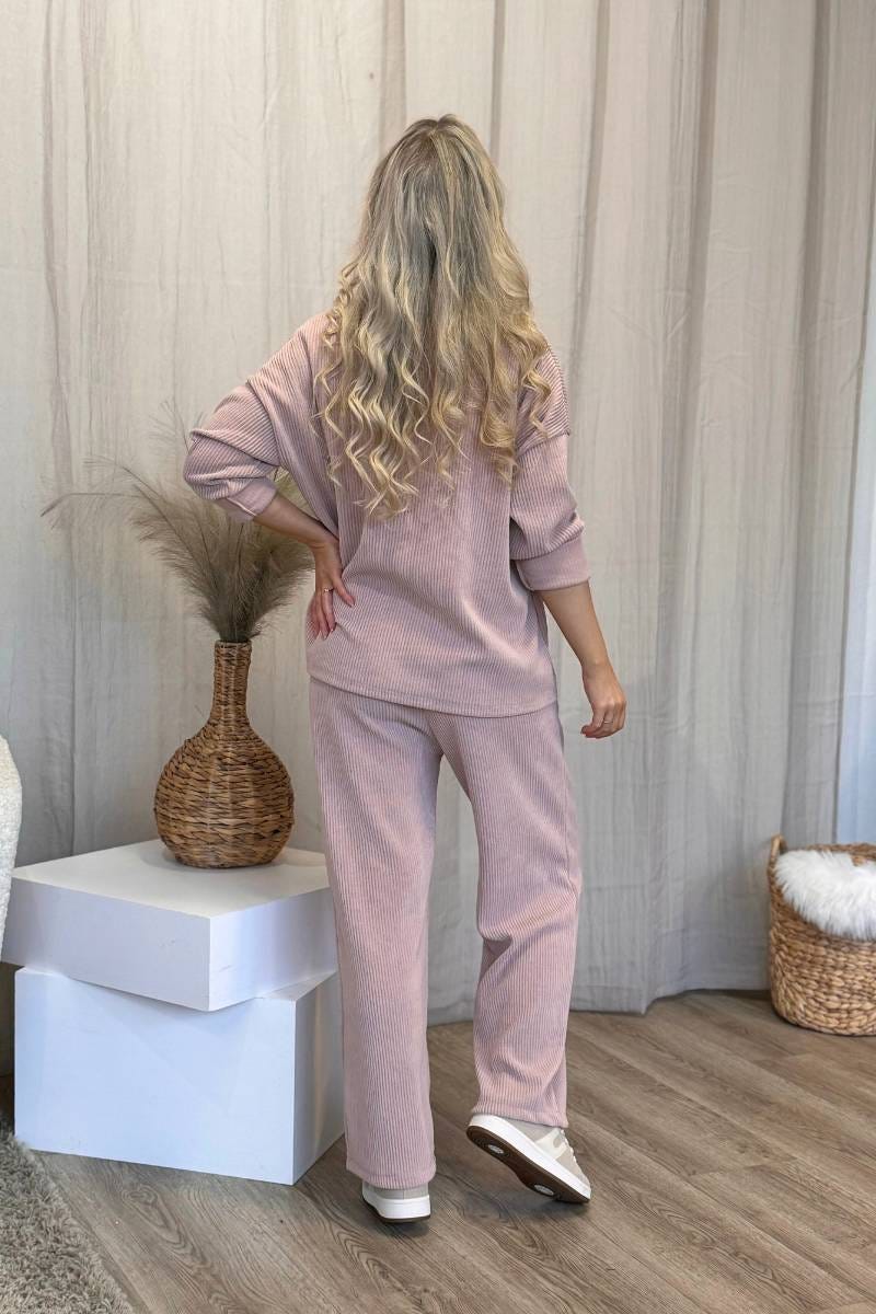 Bluse m. fløjlslook Rosa