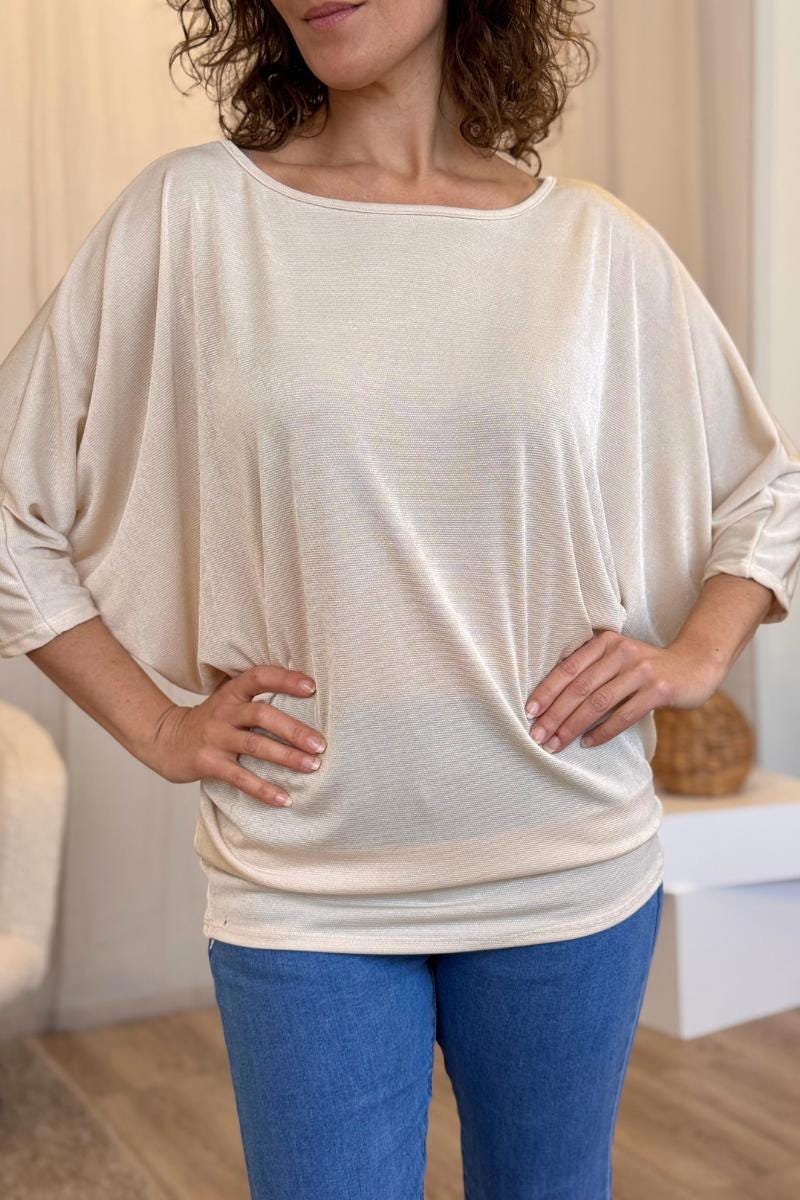 Batwing bluse Beige