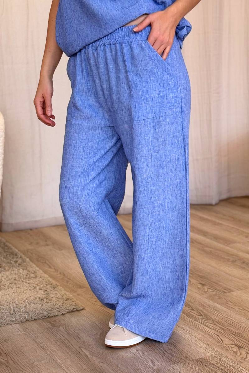 Geschmolzene Hosen m. weitem Bein Blau