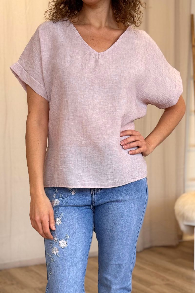 Kariertes T-shirt Rosa