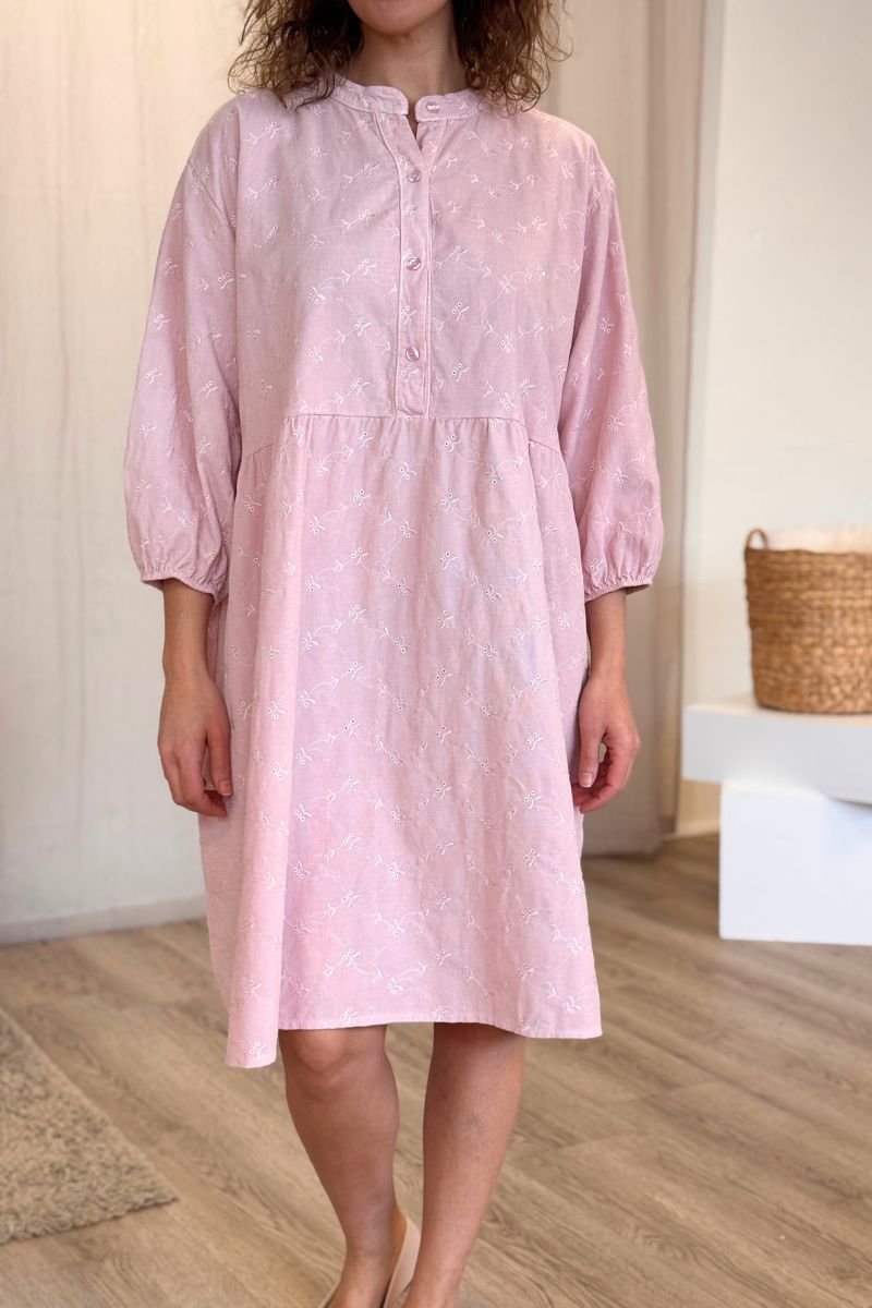 Kleid mit Lochstickerei Rosa