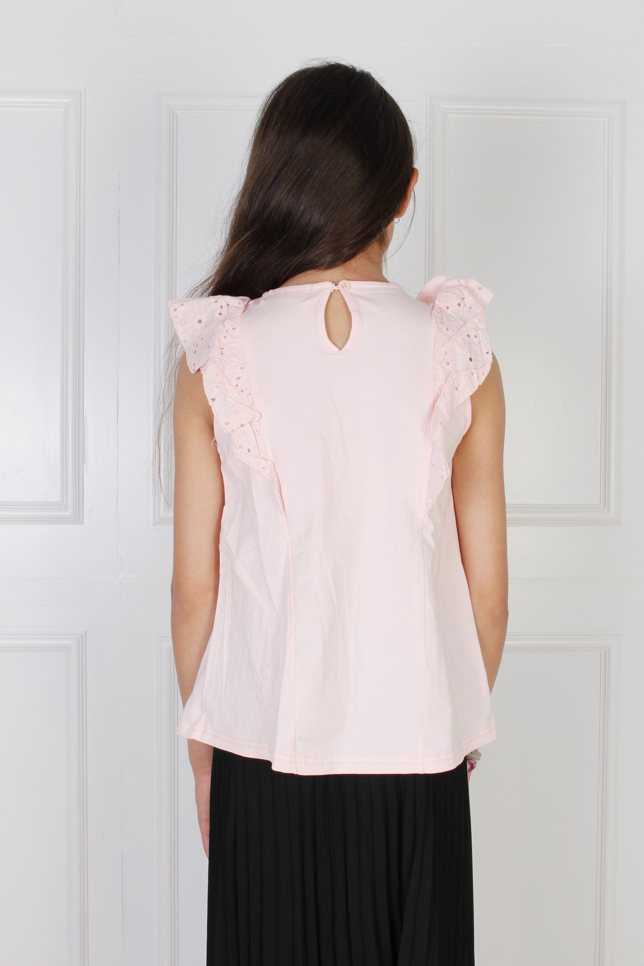 Spitzentop mit Rüschendetails, rosa