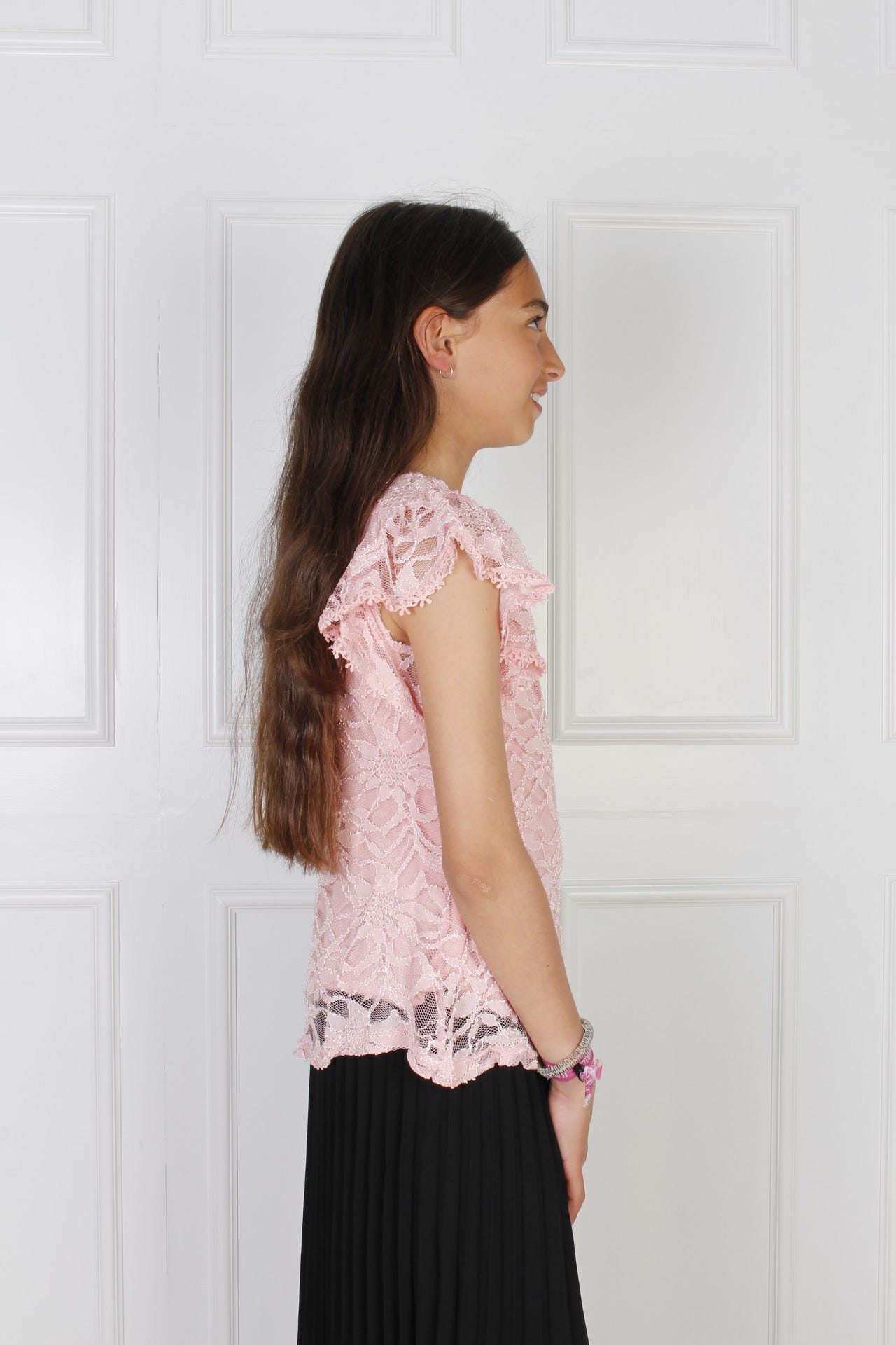 Spitzentop mit Details, rosa