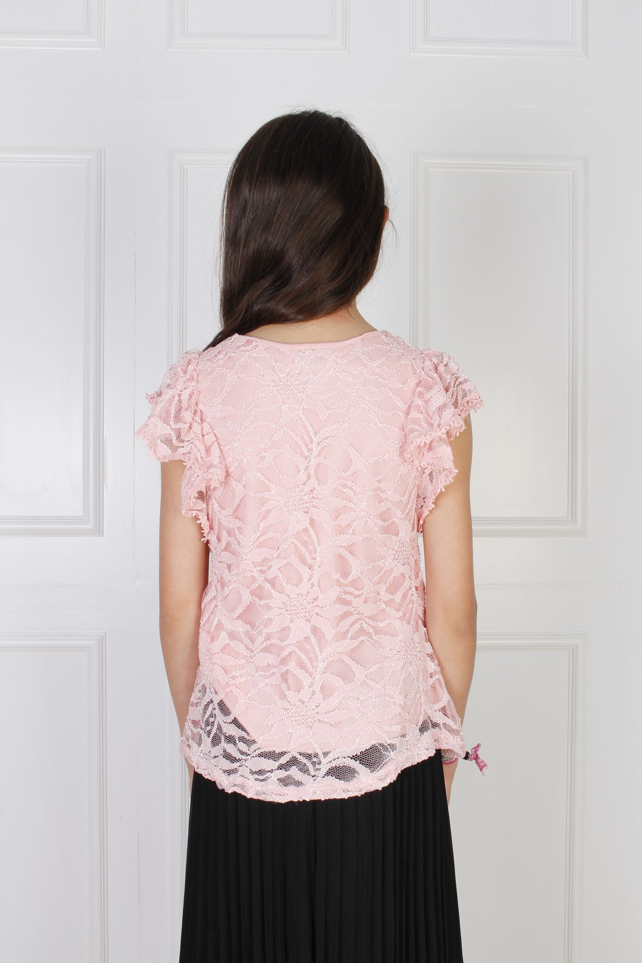 Spitzentop mit Details, rosa