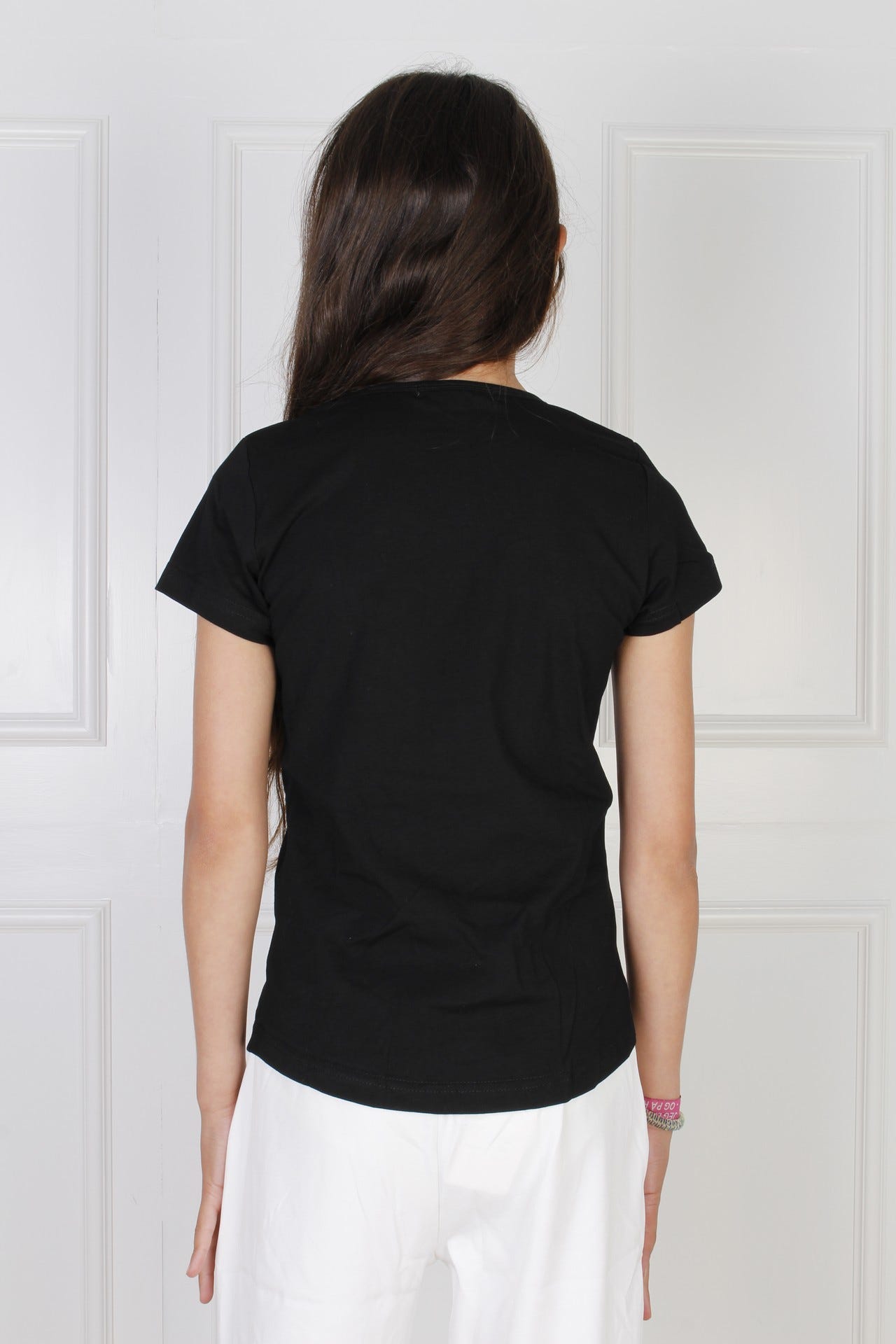 T-Shirt mit Pailettenmotiv, schwarz