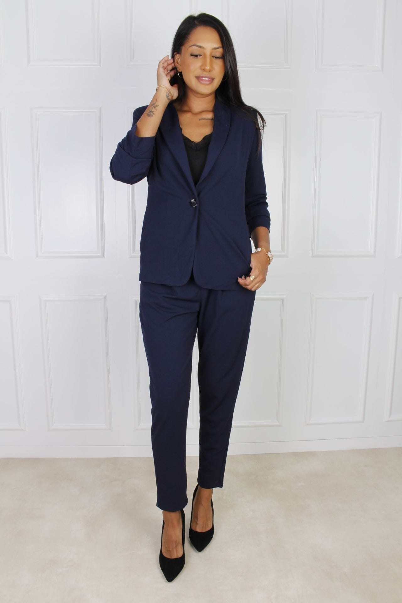 Blazer mit Bindeband, navy