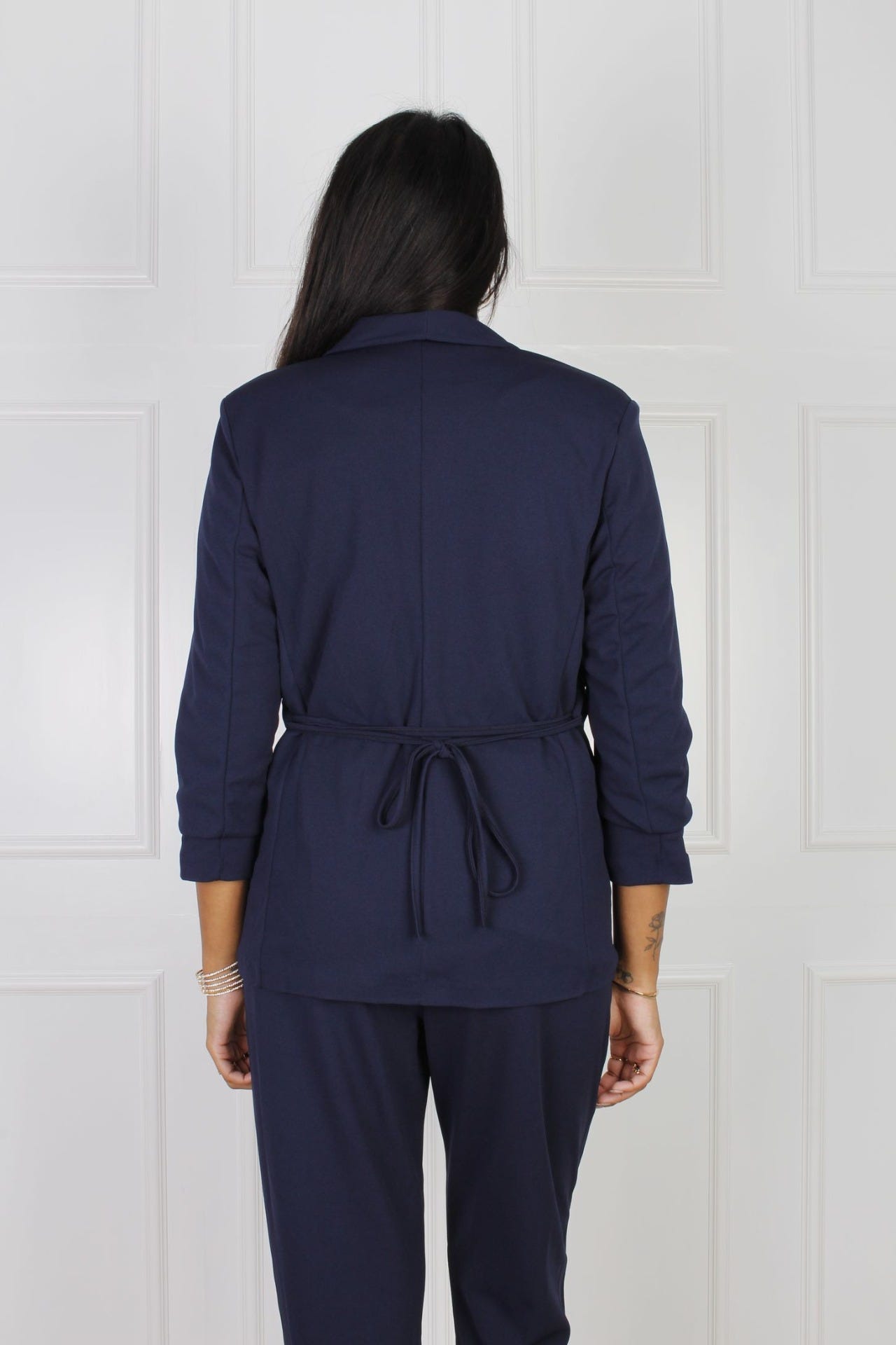 Blazer mit Bindeband, navy