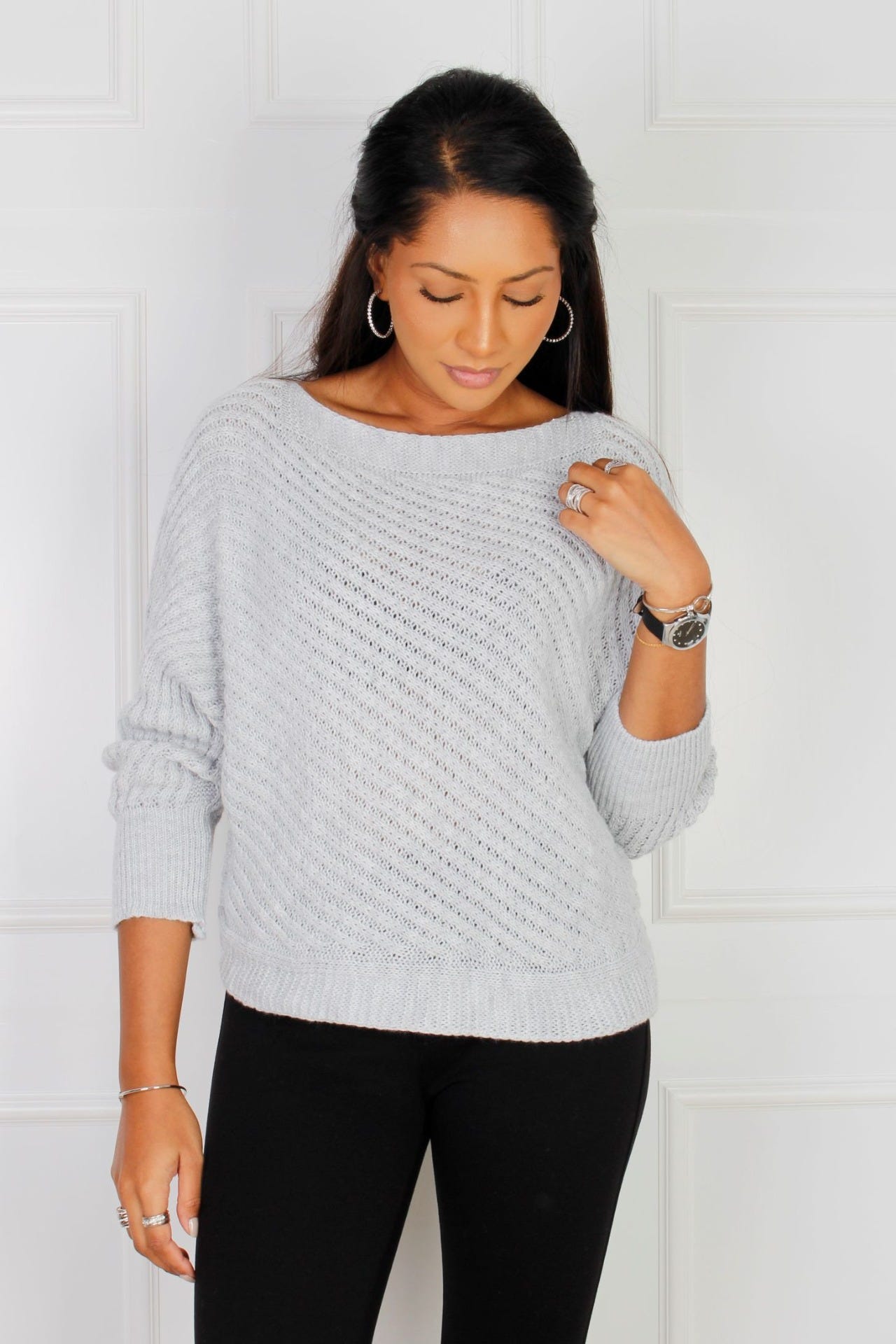 Pullover mit Zopfstrickmuster, grau