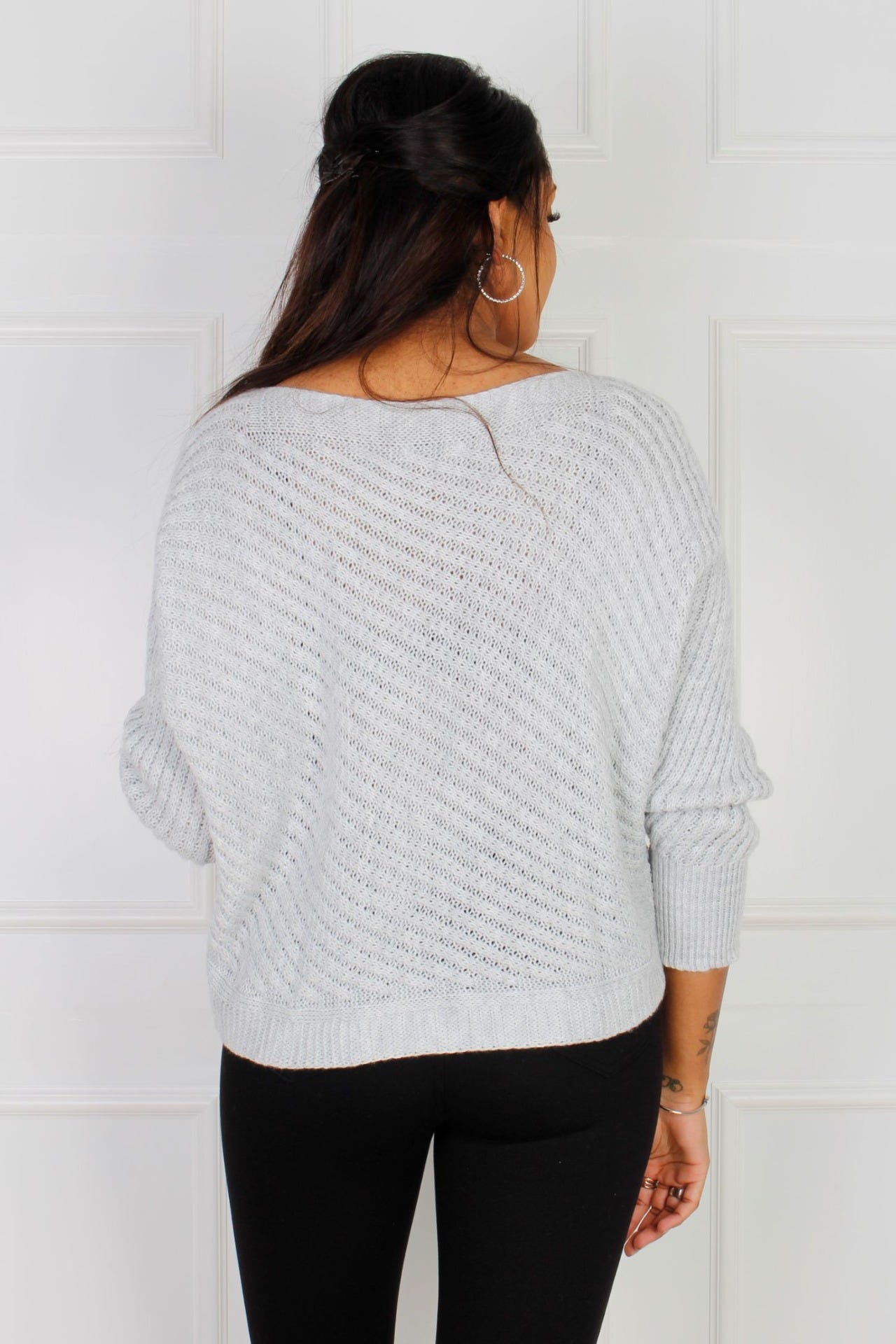 Pullover mit Zopfstrickmuster, grau