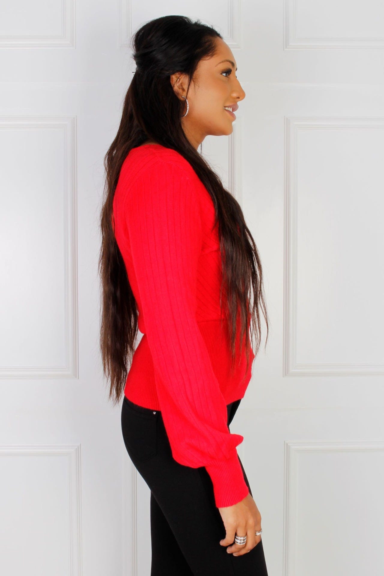 Crossover Strickpullover, rot