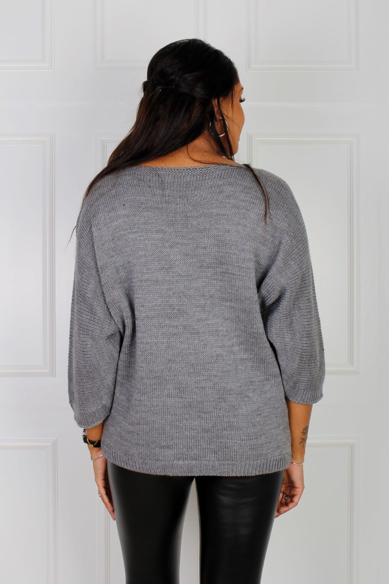 Anette Strickbluse mit Sternen, grau