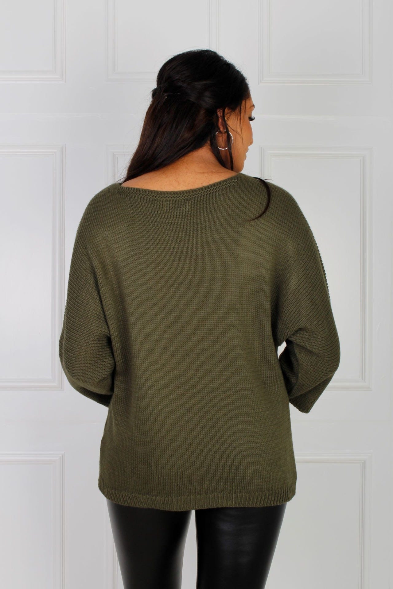 Anette Strickbluse mit Sternen, khaki