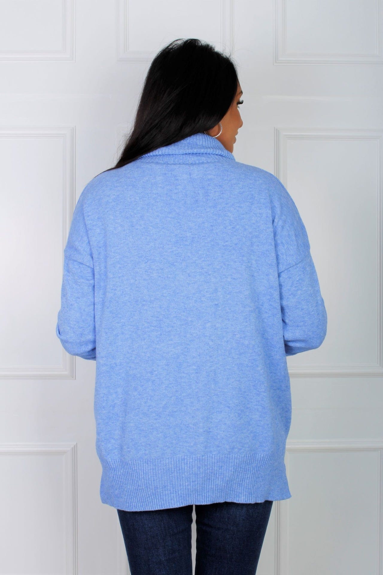 Elvira Rollkragenpullover mit Sternmotiv, himmelblau