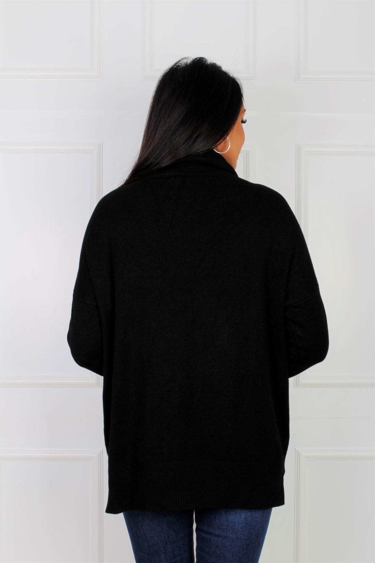 Elvira Rollkragenpullover mit Sternmotiv, schwarz