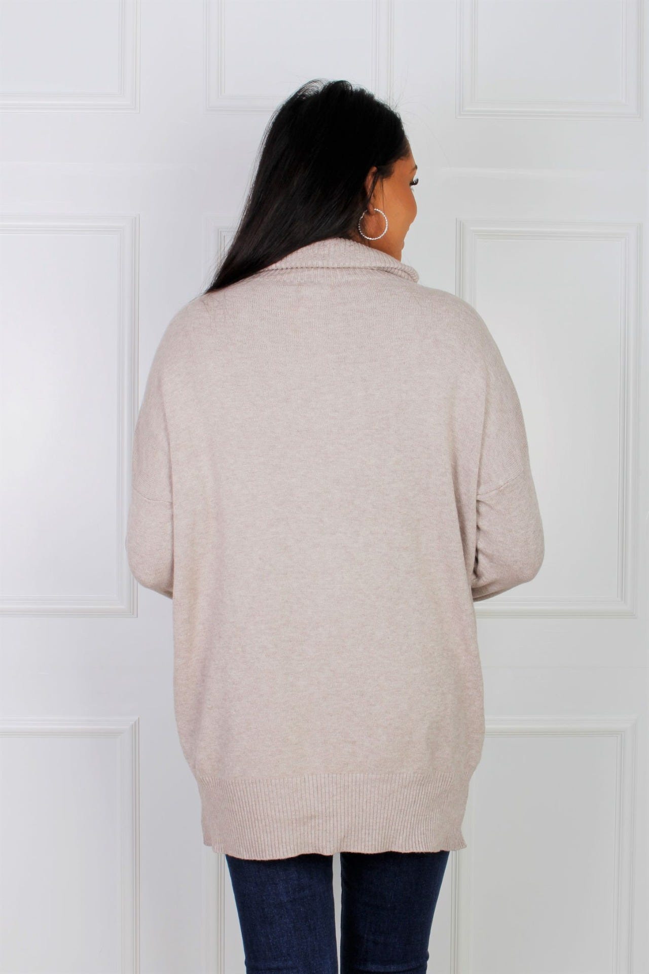 Elvira Rollkragenpullover mit Sternmotiv, beige