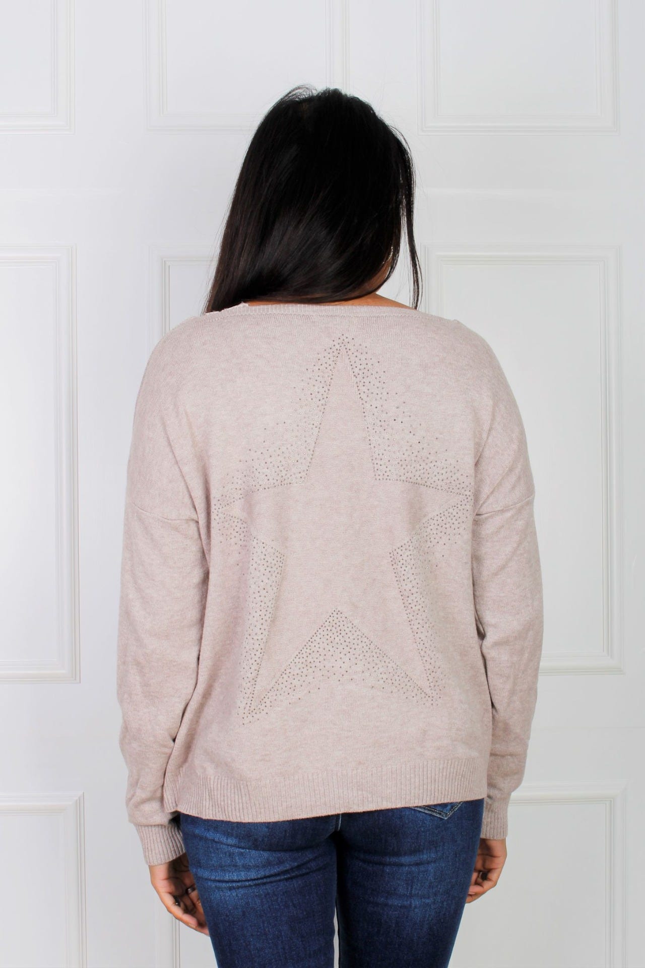 Elana cardigan m. stjerne, Beige