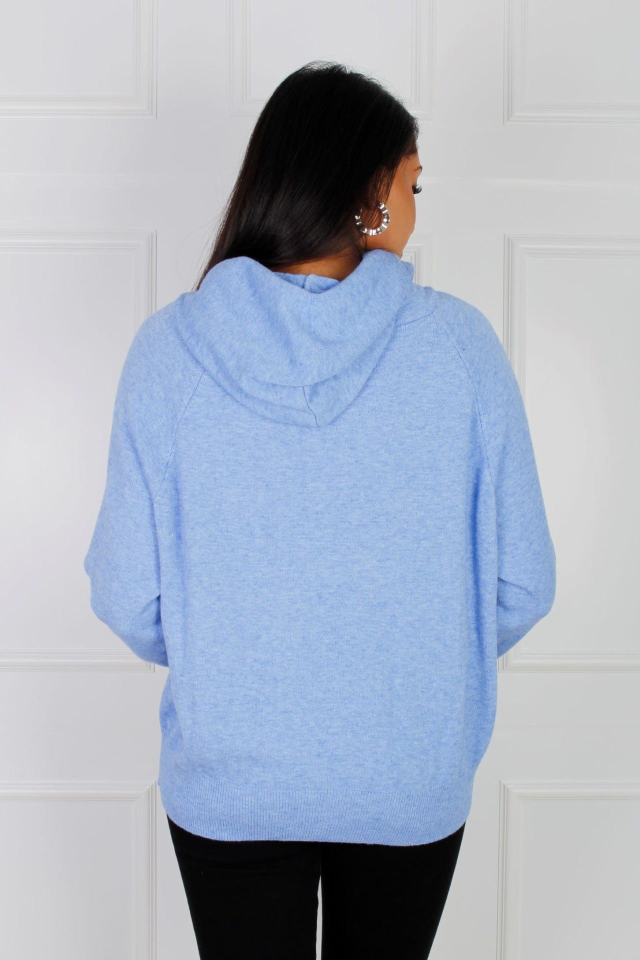 Dana Hoodie mit Peacemotiv, himmelblau