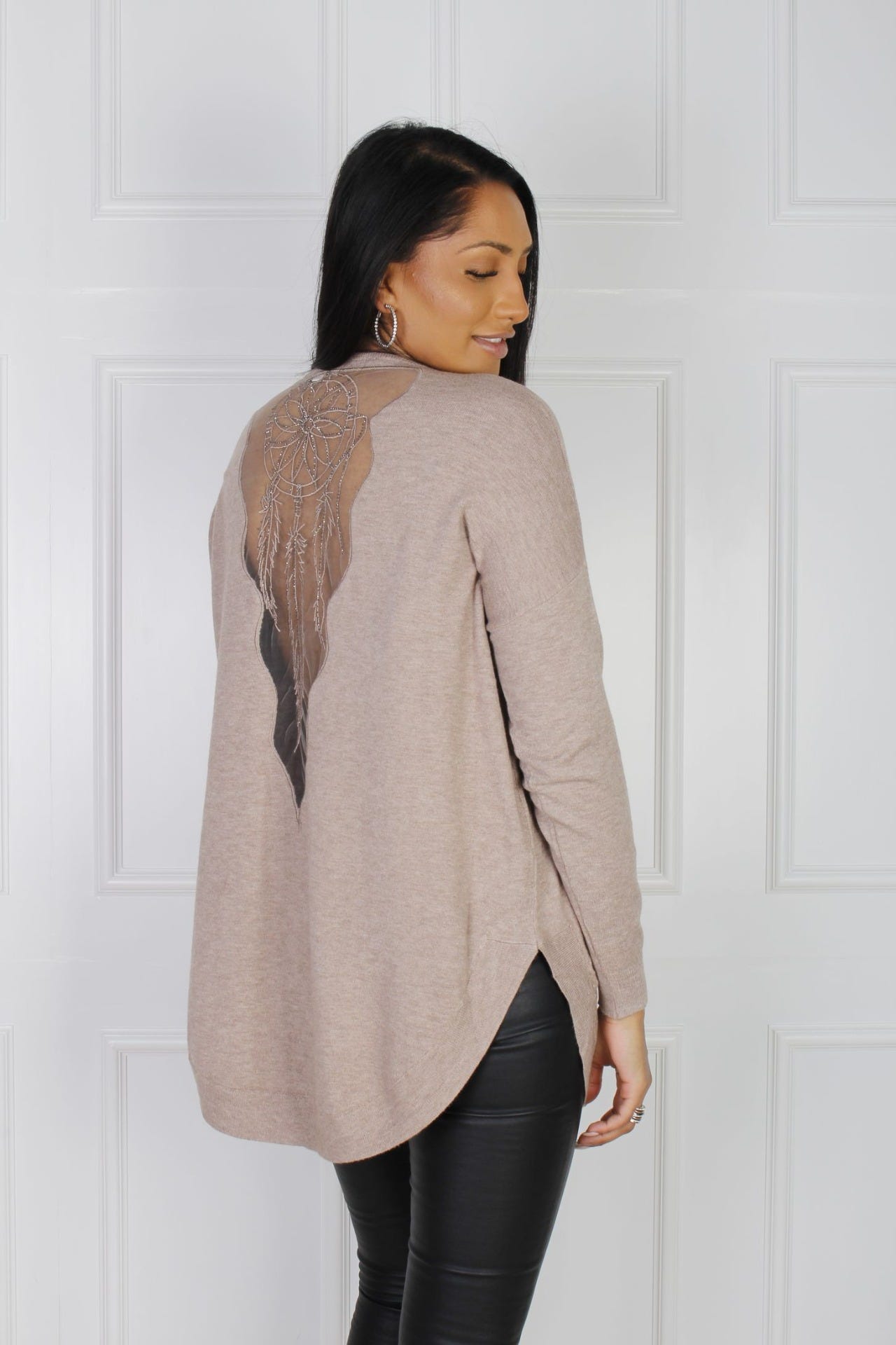 Bluse mit Traumfängermotiv, taupe