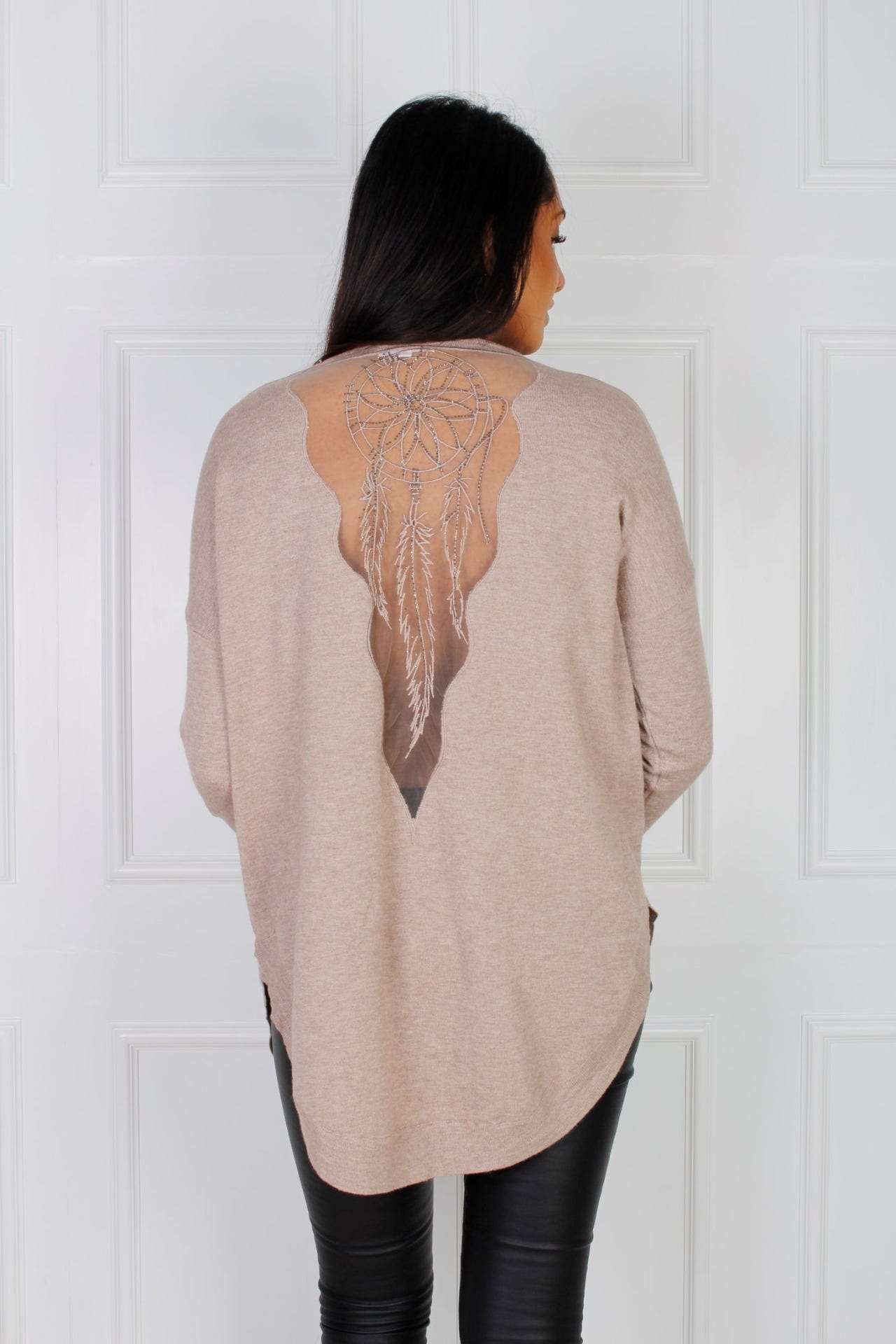 Bluse mit Traumfängermotiv, taupe