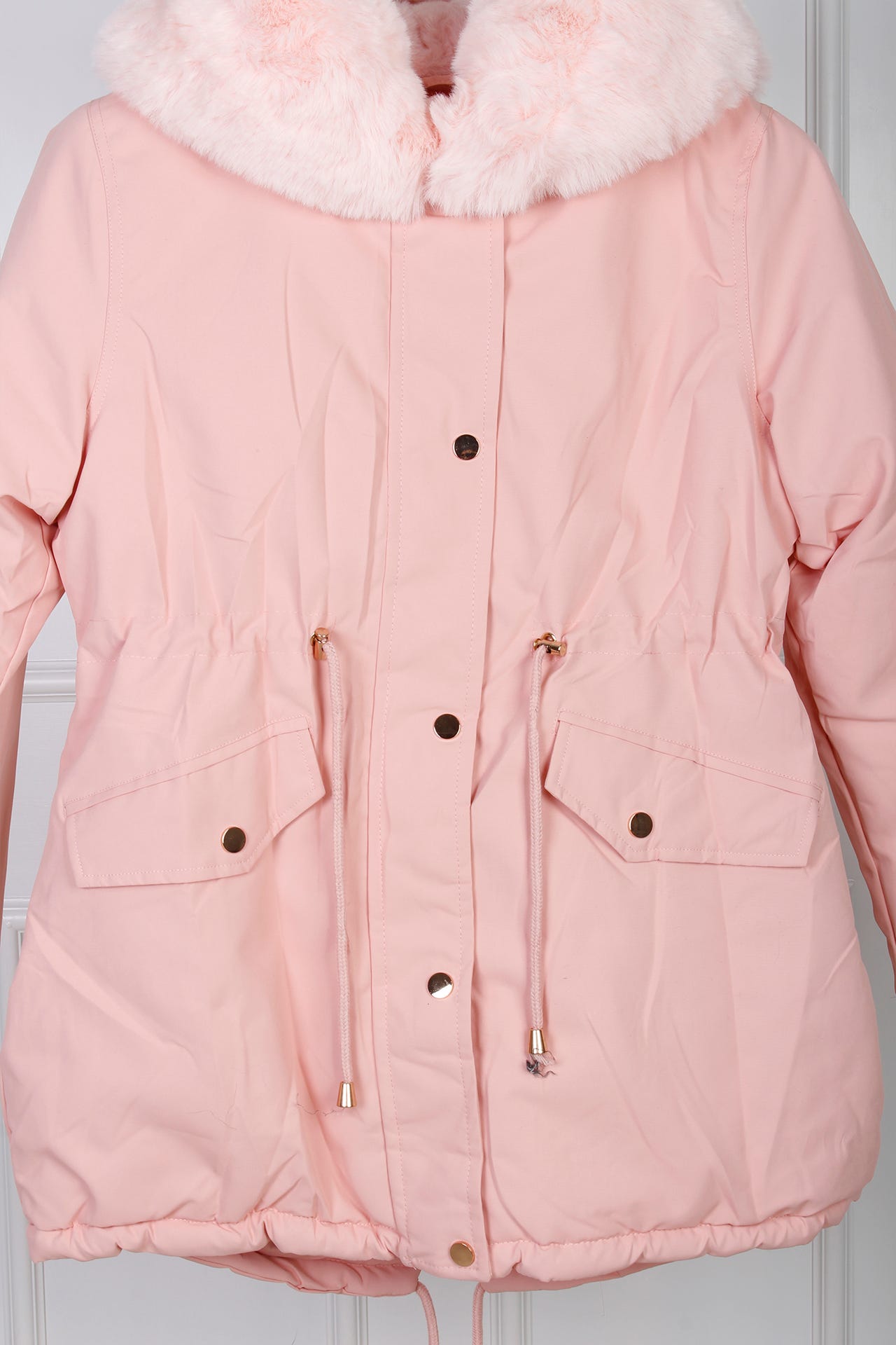 Jacke mit Kunstfellkapuze, rosa