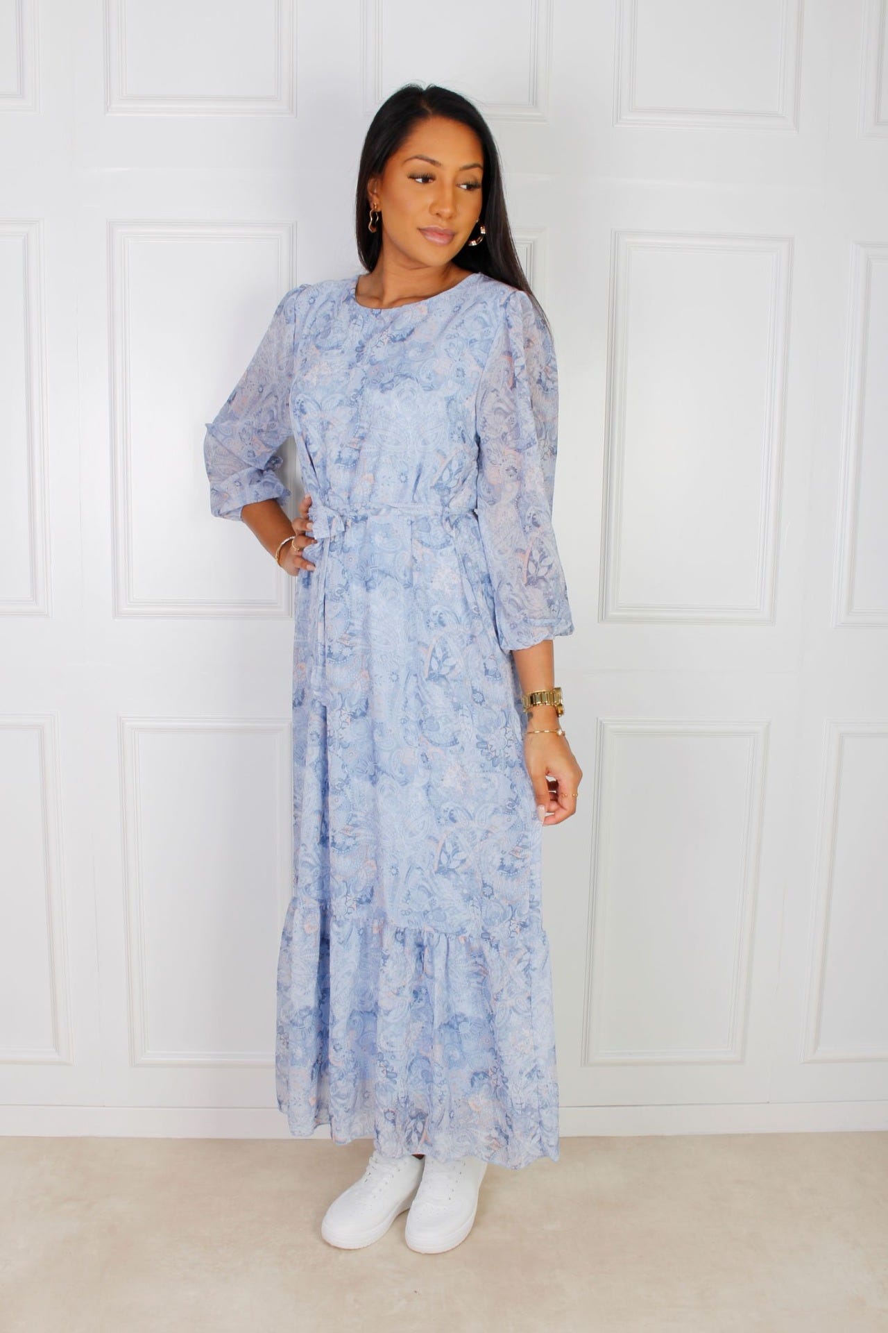 Ida Maxikleid mit Paisleyprint, blau