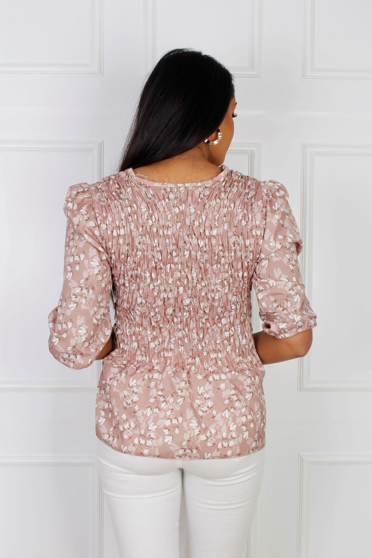 Hailey Bluse mit Blumenprint, taupe