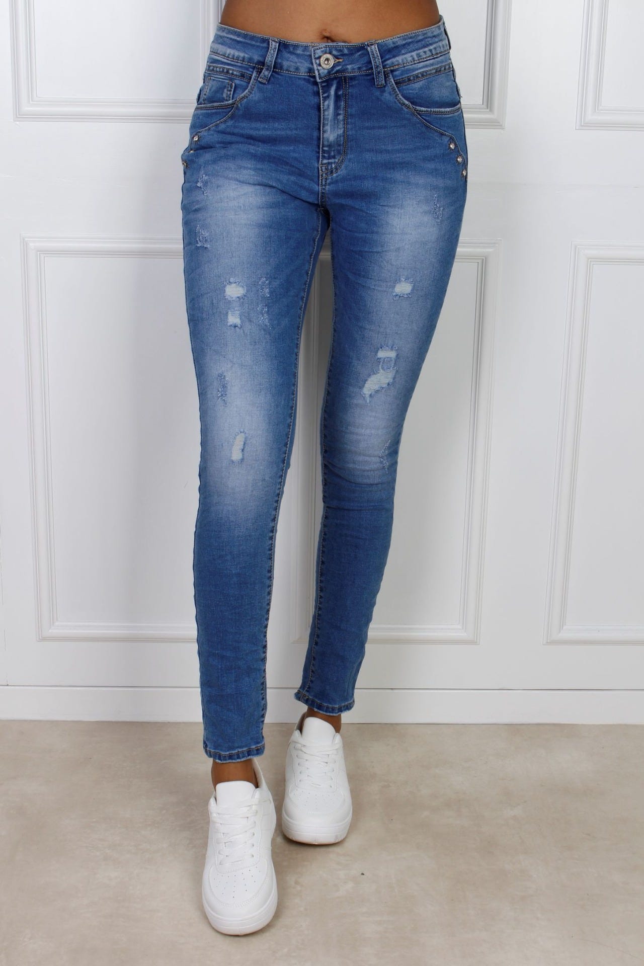 Baggy Jeans mit Details, denim